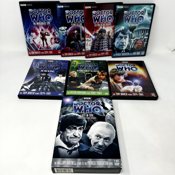 Dr Who DVD Bundle Lot of 8 ~ Troughton, Baker, Davison, Hartnell